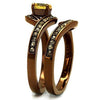 WildKlass Stainless Steel Ring IP Coffee Light Women AAA Grade CZ Topaz-WildKlass Jewelry
