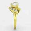 WildKlass Stainless Steel Halo Ring IP Gold Women AAA Grade CZ Clear-WildKlass Jewelry