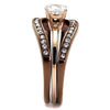 WildKlass Stainless Steel Ring IP Rose Gold & IP Light Coffee Women AAA Grade CZ Clear-WildKlass Jewelry