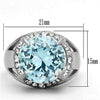 WildKlass Stainless Steel Pave Ring High Polished (no Plating) Women AAA Grade CZ Sea Blue-WildKlass Jewelry