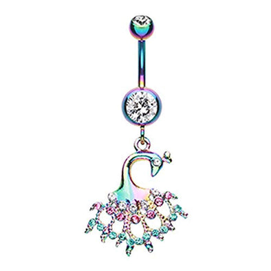 Colorline Peacock Dance WildKlass Belly Button Ring-WildKlass Jewelry
