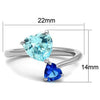 WildKlass Stainless Steel Ring High Polished Women AAA Grade CZ Sea Blue-WildKlass Jewelry