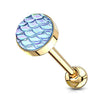 AB Effect Fish Scale Flat Set Top 316L Surgical Steel WildKlass Barbell Tongue Rings-WildKlass Jewelry