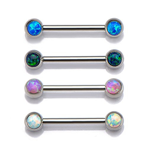 14g Forward Facing Synthetic Opal WildKlass Nipple Barbells-WildKlass Jewelry