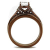 WildKlass Stainless Steel Ring IP Coffee Light Women AAA Grade CZ Clear-WildKlass Jewelry