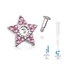 WildKlass Crystal Paved Star Dermal Anchor Jacket with 316L Surgical Steel Screw on Post-WildKlass Jewelry