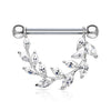 WildKlass Marquise CZ Vine 316L Surgical Steel Barbell Nipple Rings-WildKlass Jewelry