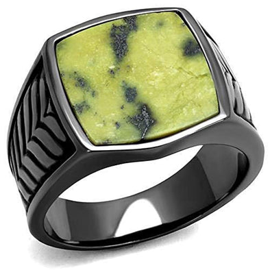 WildKlass Stainless Steel Ring IP Light Black (IP Gun) Men Semi-Precious Topaz-WildKlass Jewelry