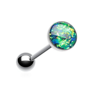 Opal Sparkle Barbell Tongue Ring 316L Surgical Steel-WildKlass Jewelry