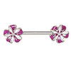316L Stainless Steel Purple Flower Pinwheel WildKlass Nipple Barbell-WildKlass Jewelry