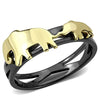 WildKlass Stainless Steel Ring IP Gold+ IP Black Women-WildKlass Jewelry