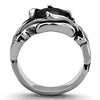 WildKlass Stainless Steel Solitaire Ring High Polished (no Plating) Men Synthetic Jet-WildKlass Jewelry