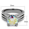 WildKlass Stainless Steel Ring High Polished Women AAA Grade CZ White AB-WildKlass Jewelry