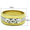 WildKlass Stainless Steel Ring Two-Tone IP Gold Men Top Grade Crystal Clear-WildKlass Jewelry