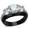 WildKlass Stainless Steel Ring Two-Tone IP Black Women AAA Grade CZ Clear-WildKlass Jewelry