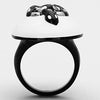 WildKlass Stainless Steel Animals Ring Two-Tone IP Black Women Epoxy White-WildKlass Jewelry