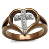 WildKlass Stainless Steel Ring Two Tone IP Light Brown (IP Light Coffee) Women Top Grade Crystal Clear-WildKlass Jewelry