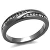 WildKlass Stainless Steel Ring IP Light Black (IP Gun) Women Top Grade Crystal Clear-WildKlass Jewelry