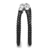 WildKlass Stainless Steel Ring Two-Tone IP Black Women Top Grade Crystal Clear-WildKlass Jewelry