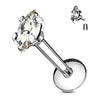 Marquise CZ 316L Internally Threaded WildKlass Labret, Monroe, Cartilage Stud Rings-WildKlass Jewelry