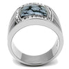 WildKlass Stainless Steel Ring High Polished Men Semi-Precious Jet-WildKlass Jewelry