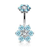 7 CZ Flower with Internally Threaded CZ Flower Top 316L Surgical Steel WildKlass Belly Button Navel Rings-WildKlass Jewelry