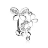 Triple Gemmed Butterflies with 316L Surgical Steel Top Down Navel (Sold by Piece)-WildKlass Jewelry