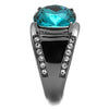 WildKlass Stainless Steel Ring IP Light Black (IP Gun) Women Top Grade Crystal Blue Zircon-WildKlass Jewelry