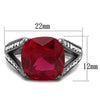 WildKlass Stainless Steel Ring IP Light Black (IP Gun) Women Synthetic Ruby-WildKlass Jewelry