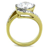 WildKlass Stainless Steel Ring Two-Tone IP Gold Women AAA Grade CZ Clear-WildKlass Jewelry