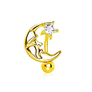 Gold Plated Man in The Moon Top Down WildKlass Navel Ring-WildKlass Jewelry