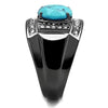 WildKlass Stainless Steel Ring IP Light Black (IP Gun) Men Synthetic Sea Blue-WildKlass Jewelry