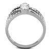 WildKlass Stainless Steel Ring High Polished (no Plating) Women Top Grade Crystal Clear-WildKlass Jewelry