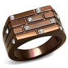WildKlass Stainless Steel Ring IP Coffee Light Men Top Grade Crystal Clear-WildKlass Jewelry