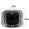 WildKlass Stainless Steel Ring High Polished Men Synthetic Jet-WildKlass Jewelry