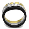 WildKlass Stainless Steel Ring IP Gold+ IP Black Women Top Grade Crystal Clear-WildKlass Jewelry