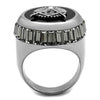 WildKlass Stainless Steel Ring High Polished Men Top Grade Crystal Jet-WildKlass Jewelry
