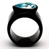 WildKlass Stainless Steel Solitaire Ring IP Black Women Top Grade Crystal Light Sapphire-WildKlass Jewelry