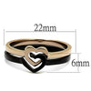 WildKlass Stainless Steel Ring IP Rose Gold+ IP Black Women-WildKlass Jewelry