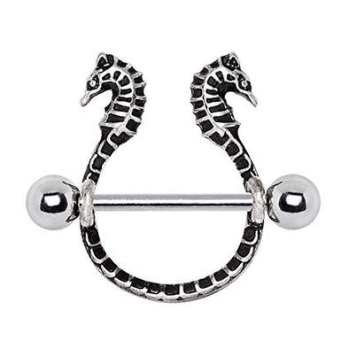 316L Stainless Steel Double Wicked Seahorse WildKlass Nipple Shield-WildKlass Jewelry