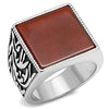 WildKlass Stainless Steel Ring High Polished Men Semi-Precious Siam-WildKlass Jewelry