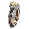 WildKlass Stainless Steel Ring Two Tone IP Light Brown (IP Light Coffee) Women AAA Grade CZ Champagne-WildKlass Jewelry