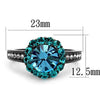WildKlass Stainless Steel Ring IP Light Black (IP Gun) Women Top Grade Crystal Sea Blue-WildKlass Jewelry