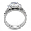 WildKlass Stainless Steel Ring High Polished Women AAA Grade CZ Clear-WildKlass Jewelry