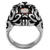 WildKlass Stainless Steel Ring High Polished Men AAA Grade CZ Garnet-WildKlass Jewelry