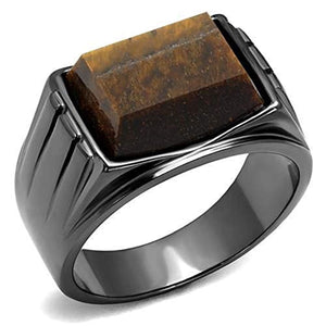 WildKlass Stainless Steel Ring IP Light Black (IP Gun) Men Synthetic Topaz-WildKlass Jewelry