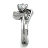 WildKlass Stainless Steel Ring High Polished (no Plating) Women AAA Grade CZ Clear-WildKlass Jewelry