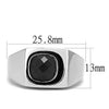 WildKlass Stainless Steel Ring High Polished Men Synthetic Jet-WildKlass Jewelry