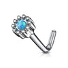 WildKlass Opal Centered Round Top 316L Surgical Steel L Bend Nose Stud Rings-WildKlass Jewelry