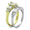 WildKlass Stainless Steel Ring Two-Tone IP Gold Women AAA Elegant Grade CZ Clear-WildKlass Jewelry